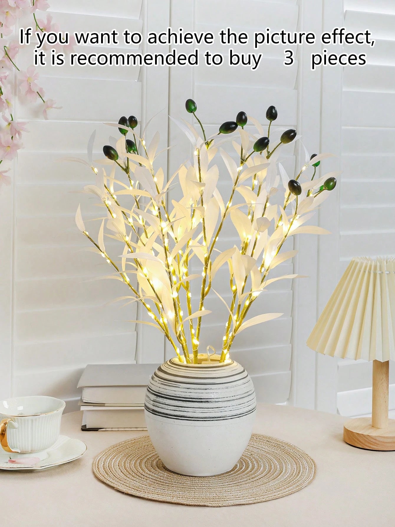 1Pc Simulation LED Lamp Olive Branch Home Interior Living Room Bedroom Porch Party Desktop Glow Warm Decoration Aesthetics, Valentine Day, Gift Gifts Birthday Graduation Home Decor Back to School Room Decor School Supplies,Fake Plants