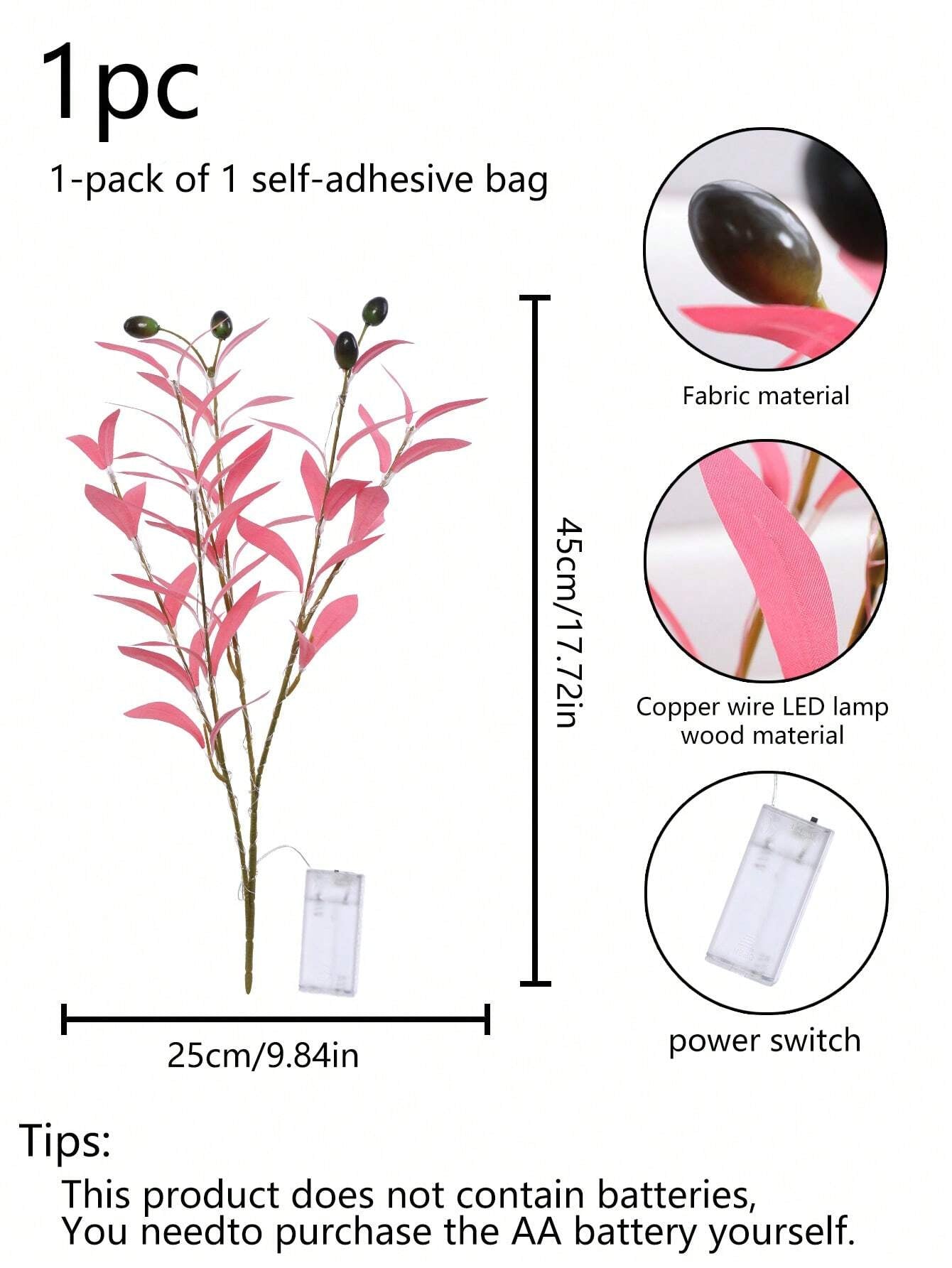 1Pc Simulation LED Lamp Olive Branch Home Interior Living Room Bedroom Porch Party Desktop Glow Warm Decoration Aesthetics, Valentine Day, Gift Gifts Birthday Graduation Home Decor Back to School Room Decor School Supplies,Fake Plants