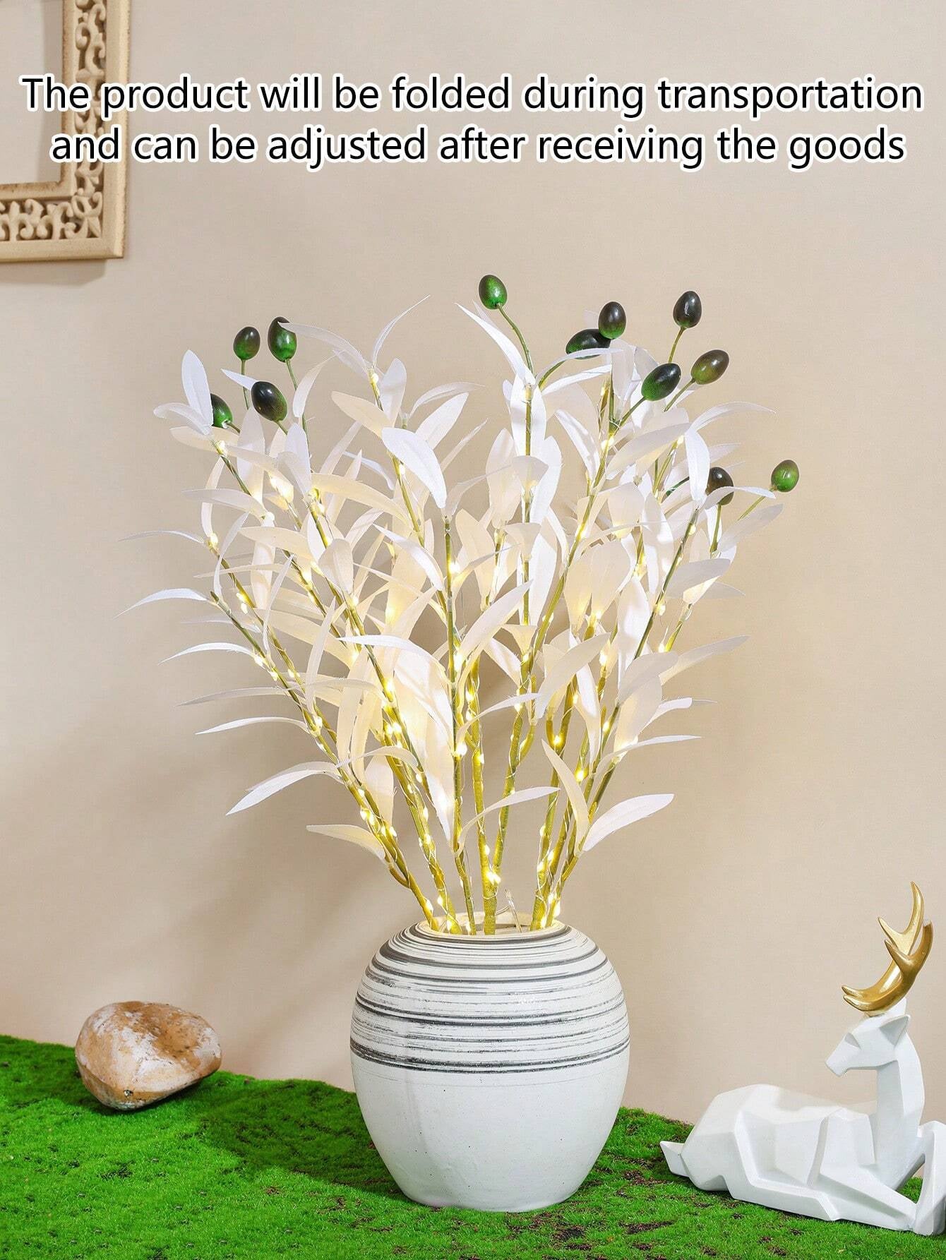1Pc Simulation LED Lamp Olive Branch Home Interior Living Room Bedroom Porch Party Desktop Glow Warm Decoration Aesthetics, Valentine Day, Gift Gifts Birthday Graduation Home Decor Back to School Room Decor School Supplies,Fake Plants