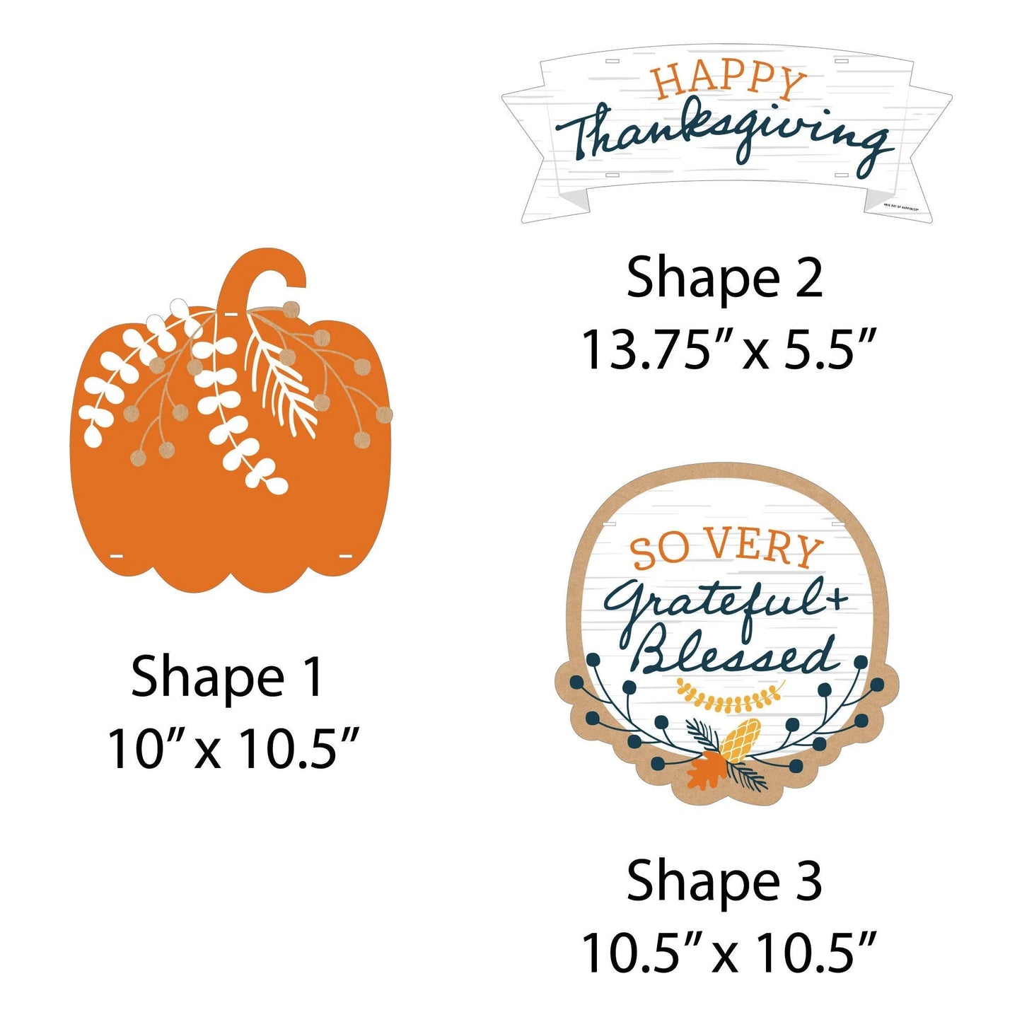 Happy Thanksgiving - Hanging Porch Fall Harvest Party Outdoor Decorations - Front Door Decor - 3 Piece Sign