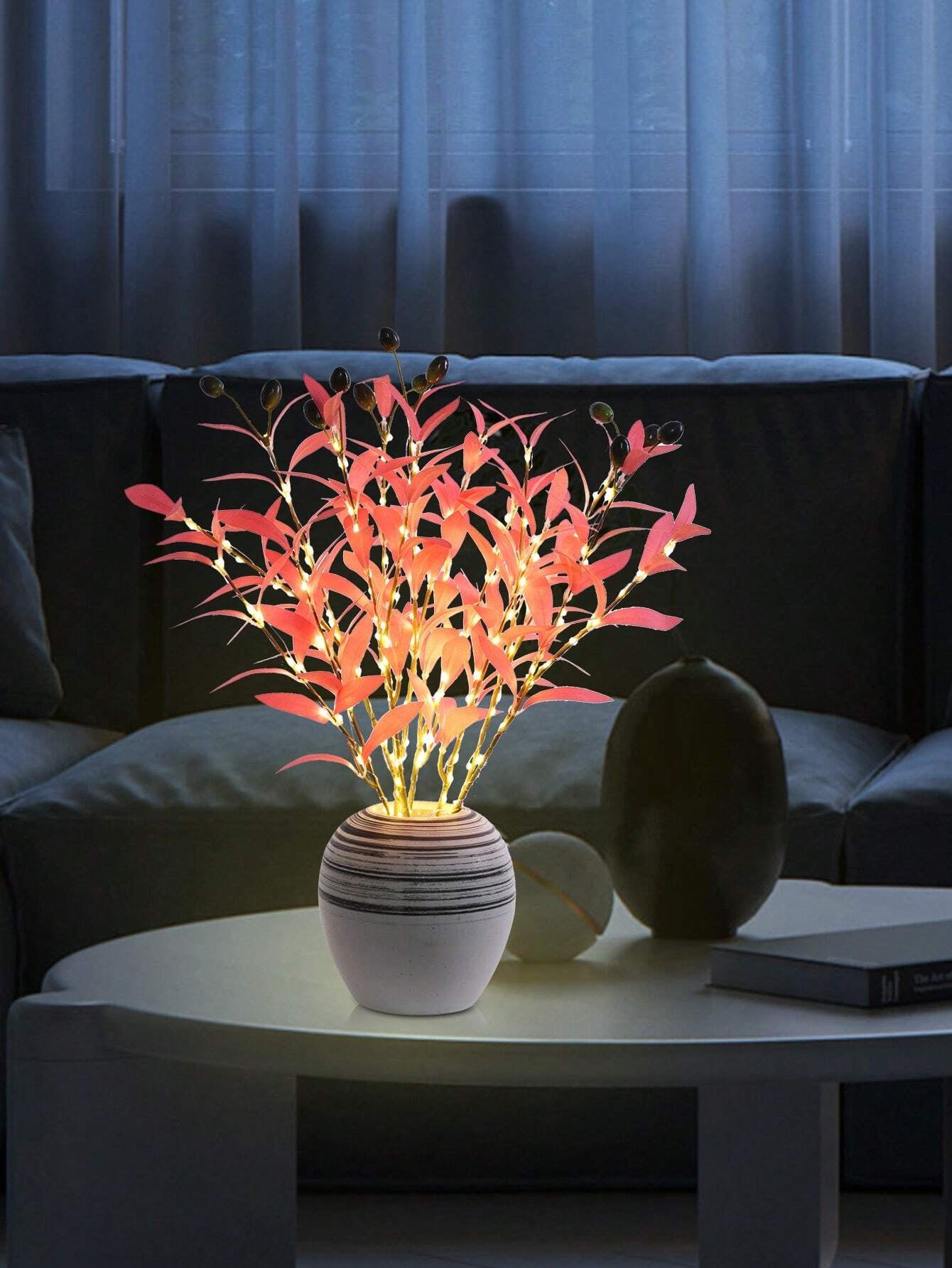 1Pc Simulation LED Lamp Olive Branch Home Interior Living Room Bedroom Porch Party Desktop Glow Warm Decoration Aesthetics, Valentine Day, Gift Gifts Birthday Graduation Home Decor Back to School Room Decor School Supplies,Fake Plants