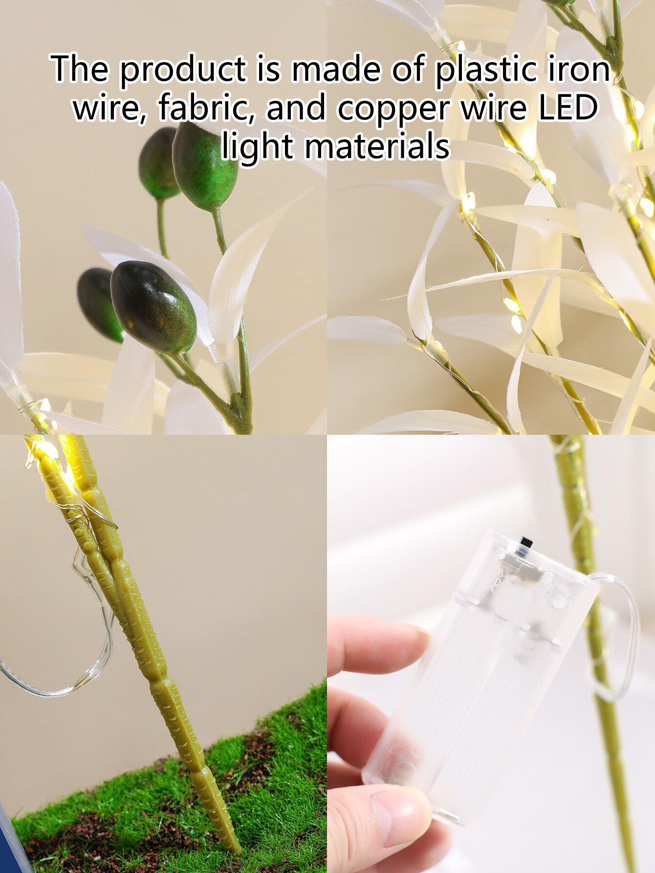 1Pc Simulation LED Lamp Olive Branch Home Interior Living Room Bedroom Porch Party Desktop Glow Warm Decoration Aesthetics, Valentine Day, Gift Gifts Birthday Graduation Home Decor Back to School Room Decor School Supplies,Fake Plants