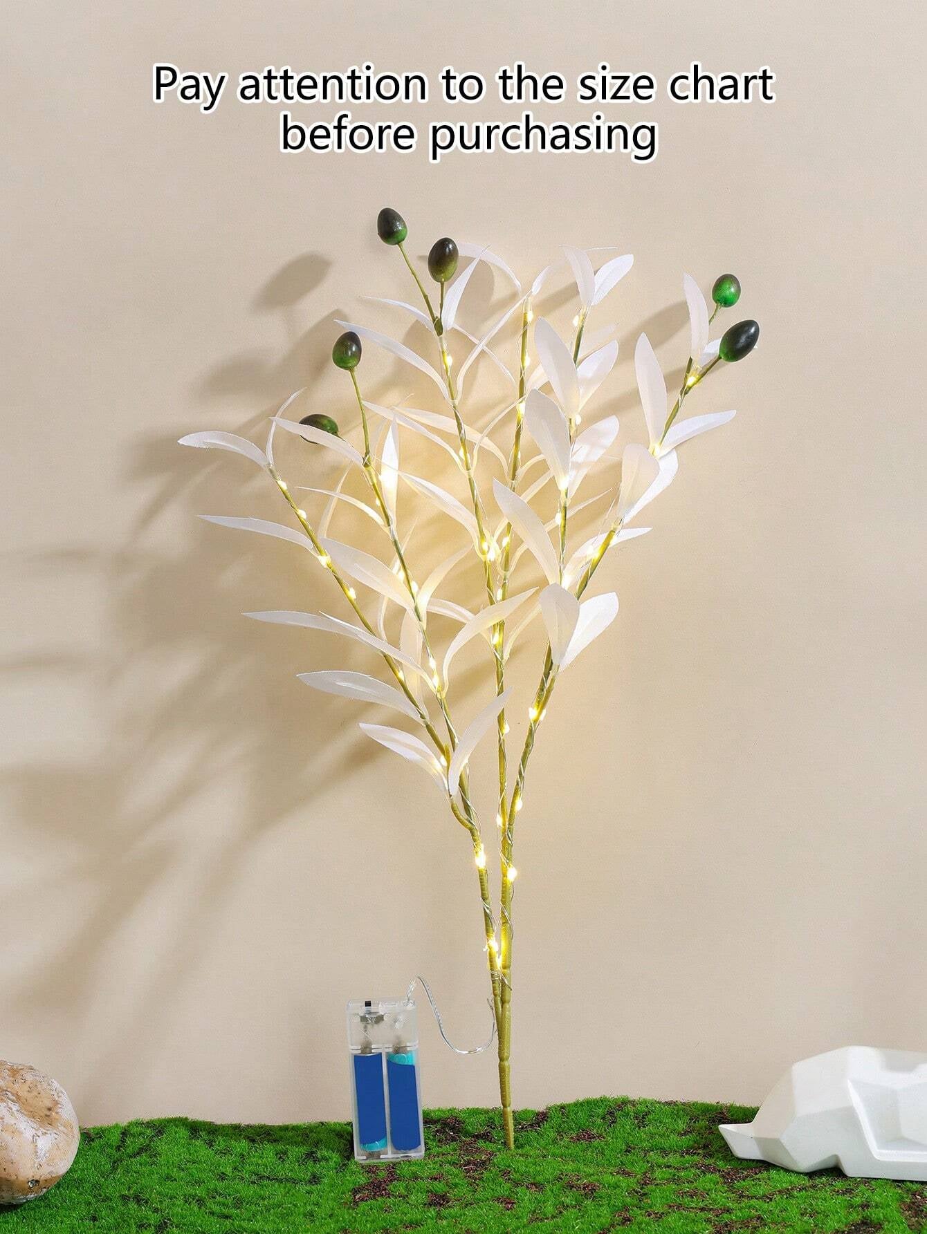 1Pc Simulation LED Lamp Olive Branch Home Interior Living Room Bedroom Porch Party Desktop Glow Warm Decoration Aesthetics, Valentine Day, Gift Gifts Birthday Graduation Home Decor Back to School Room Decor School Supplies,Fake Plants
