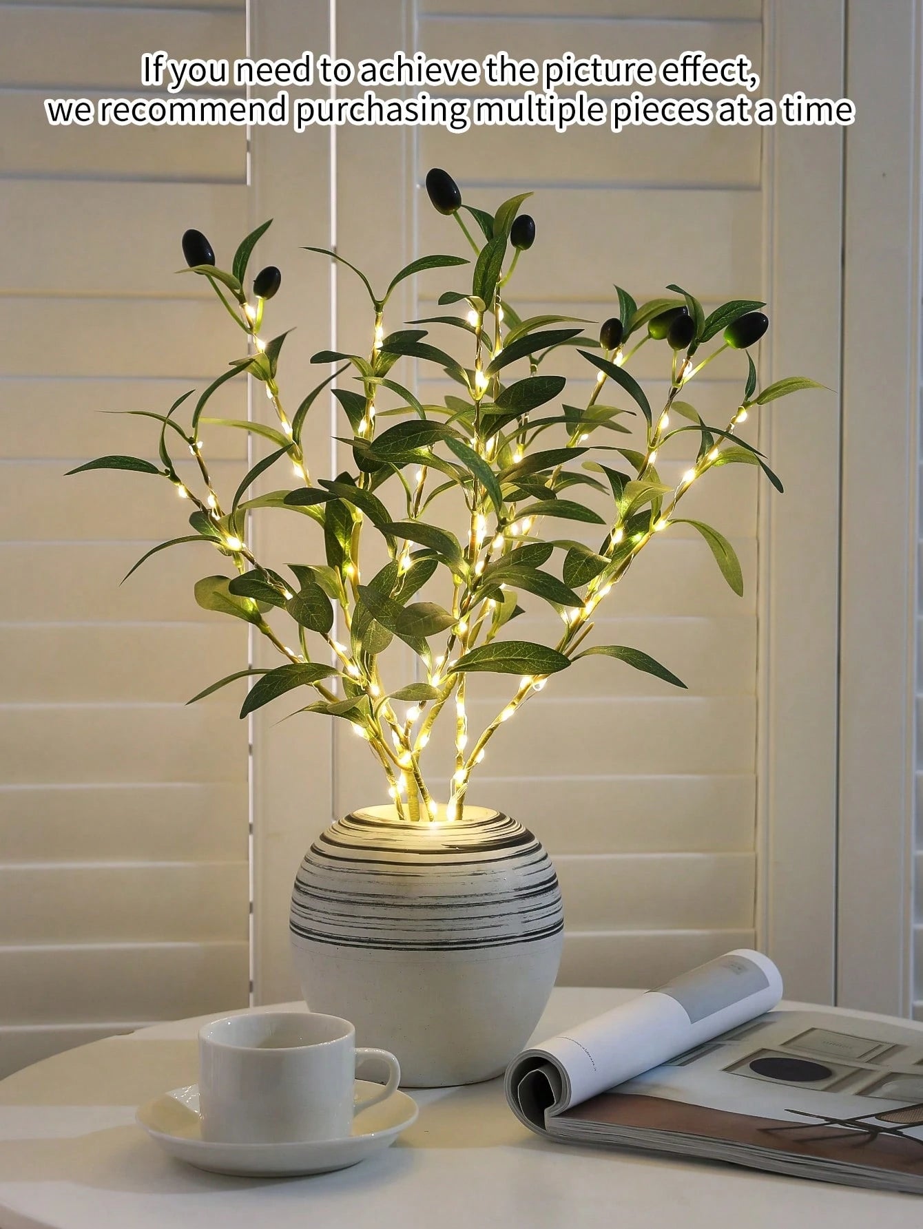 1Pc Simulation LED Lamp Olive Branch Home Interior Living Room Bedroom Porch Party Desktop Glow Warm Decoration Aesthetics, Valentine Day, Gift Gifts Birthday Graduation Home Decor Back to School Room Decor School Supplies,Fake Plants