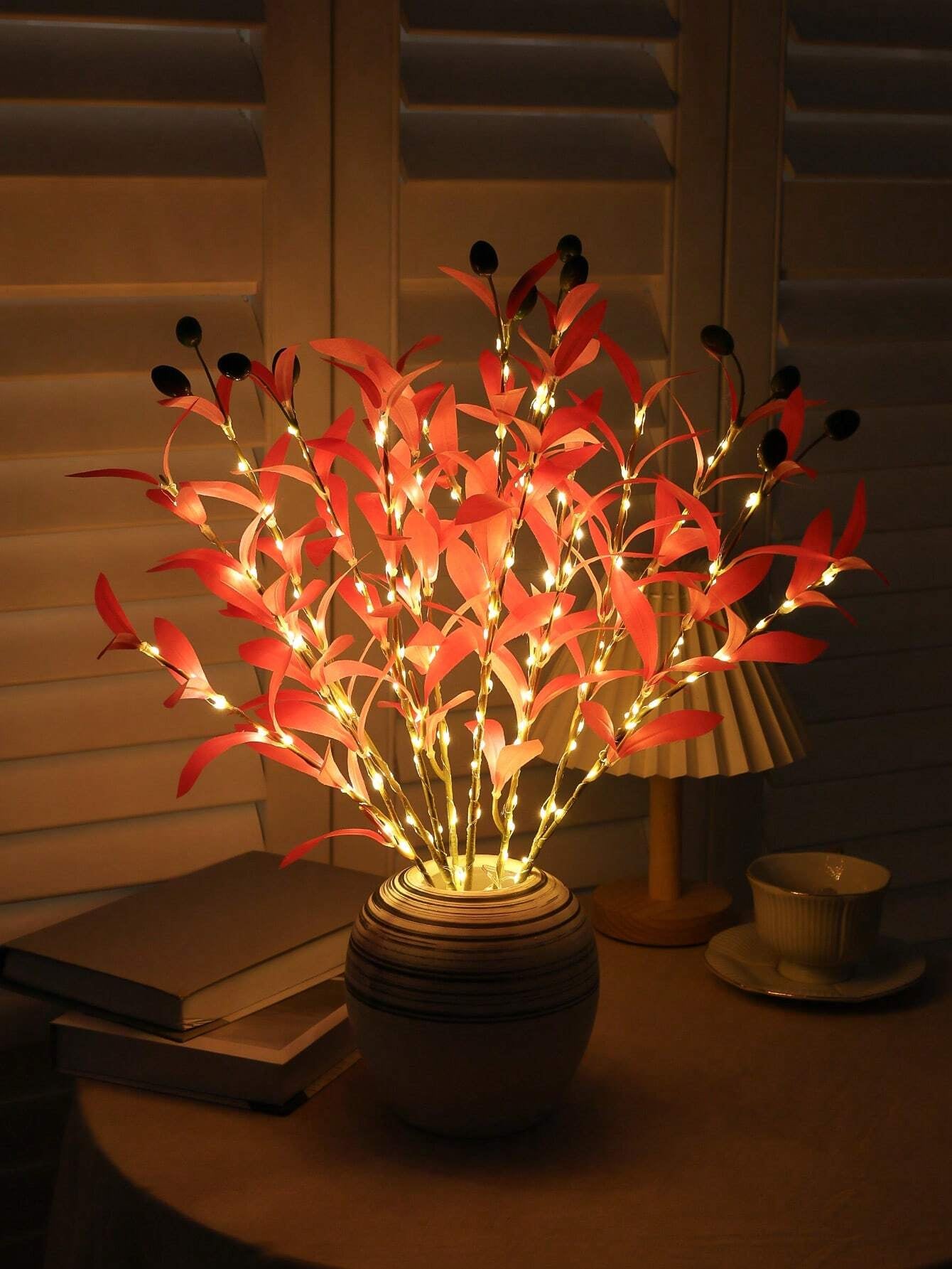 1Pc Simulation LED Lamp Olive Branch Home Interior Living Room Bedroom Porch Party Desktop Glow Warm Decoration Aesthetics, Valentine Day, Gift Gifts Birthday Graduation Home Decor Back to School Room Decor School Supplies,Fake Plants