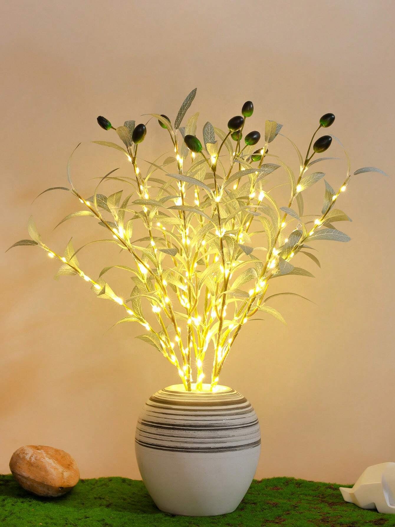 1Pc Simulation LED Lamp Olive Branch Home Interior Living Room Bedroom Porch Party Desktop Glow Warm Decoration Aesthetics, Valentine Day, Gift Gifts Birthday Graduation Home Decor Back to School Room Decor School Supplies,Fake Plants