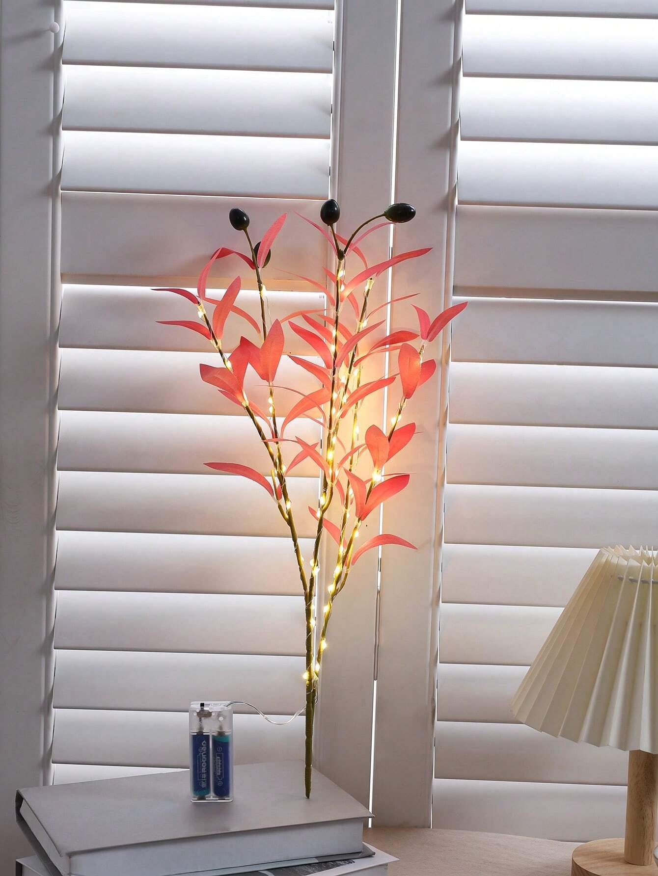 1Pc Simulation LED Lamp Olive Branch Home Interior Living Room Bedroom Porch Party Desktop Glow Warm Decoration Aesthetics, Valentine Day, Gift Gifts Birthday Graduation Home Decor Back to School Room Decor School Supplies,Fake Plants