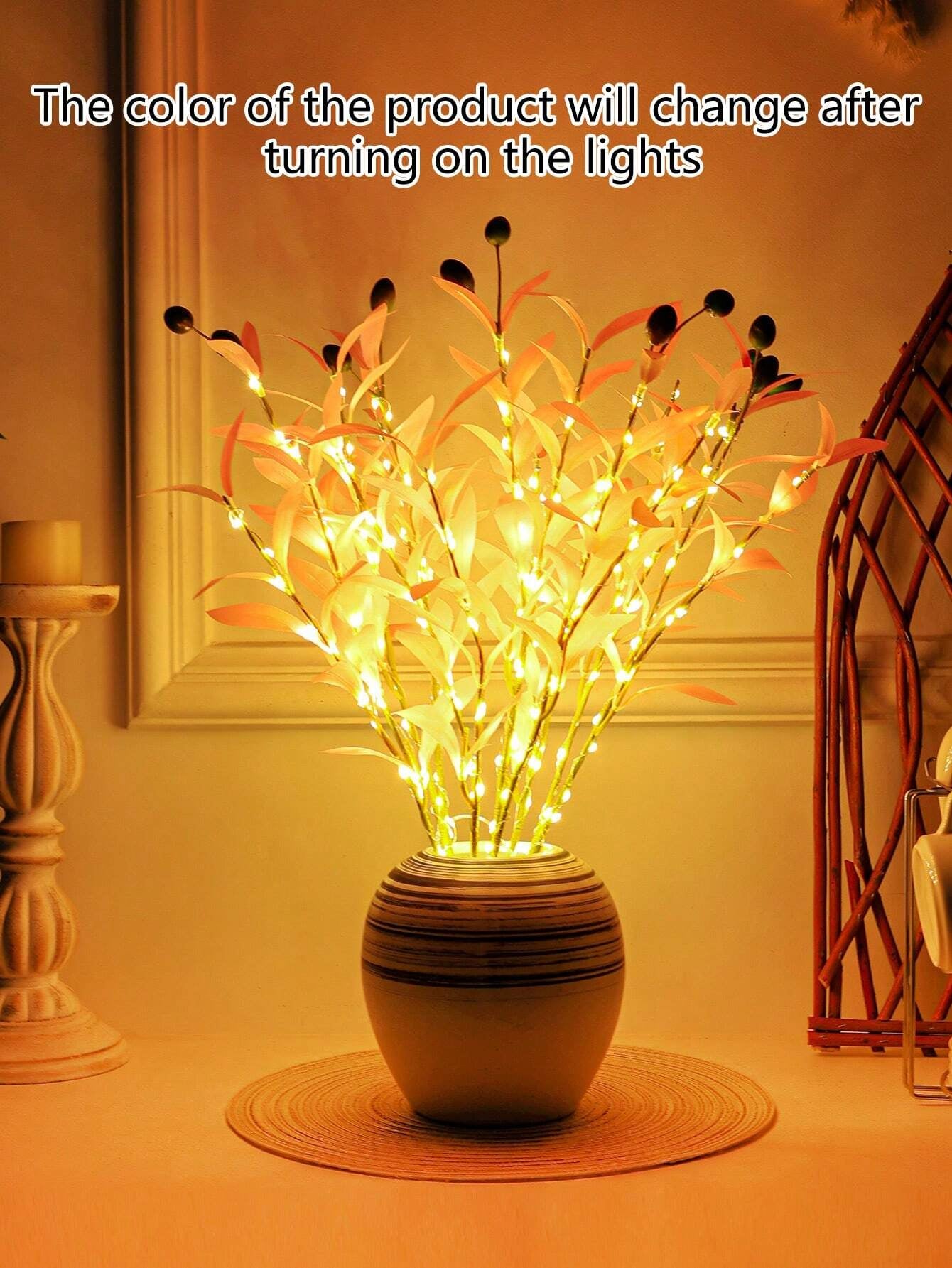 1Pc Simulation LED Lamp Olive Branch Home Interior Living Room Bedroom Porch Party Desktop Glow Warm Decoration Aesthetics, Valentine Day, Gift Gifts Birthday Graduation Home Decor Back to School Room Decor School Supplies,Fake Plants