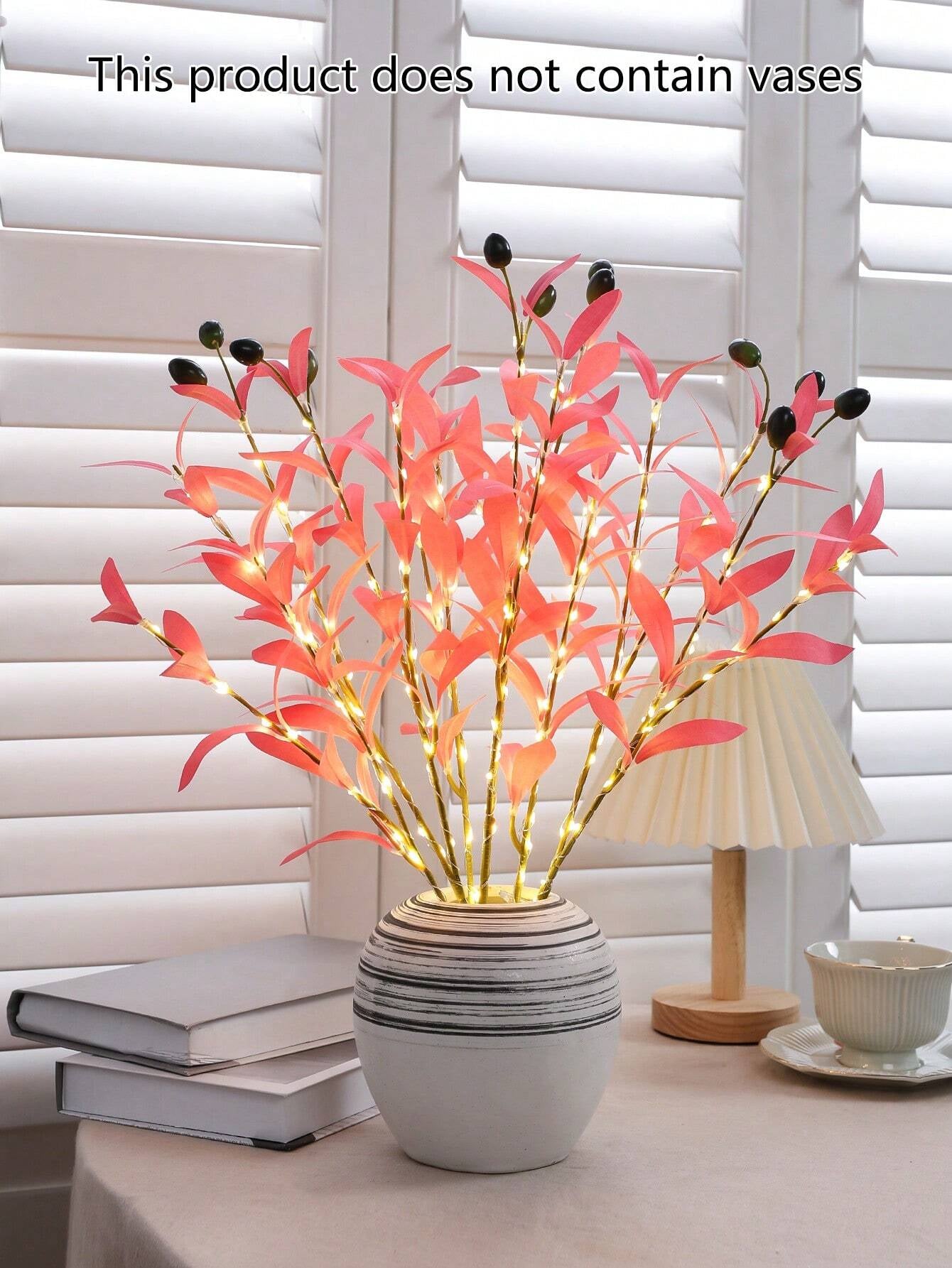 1Pc Simulation LED Lamp Olive Branch Home Interior Living Room Bedroom Porch Party Desktop Glow Warm Decoration Aesthetics, Valentine Day, Gift Gifts Birthday Graduation Home Decor Back to School Room Decor School Supplies,Fake Plants
