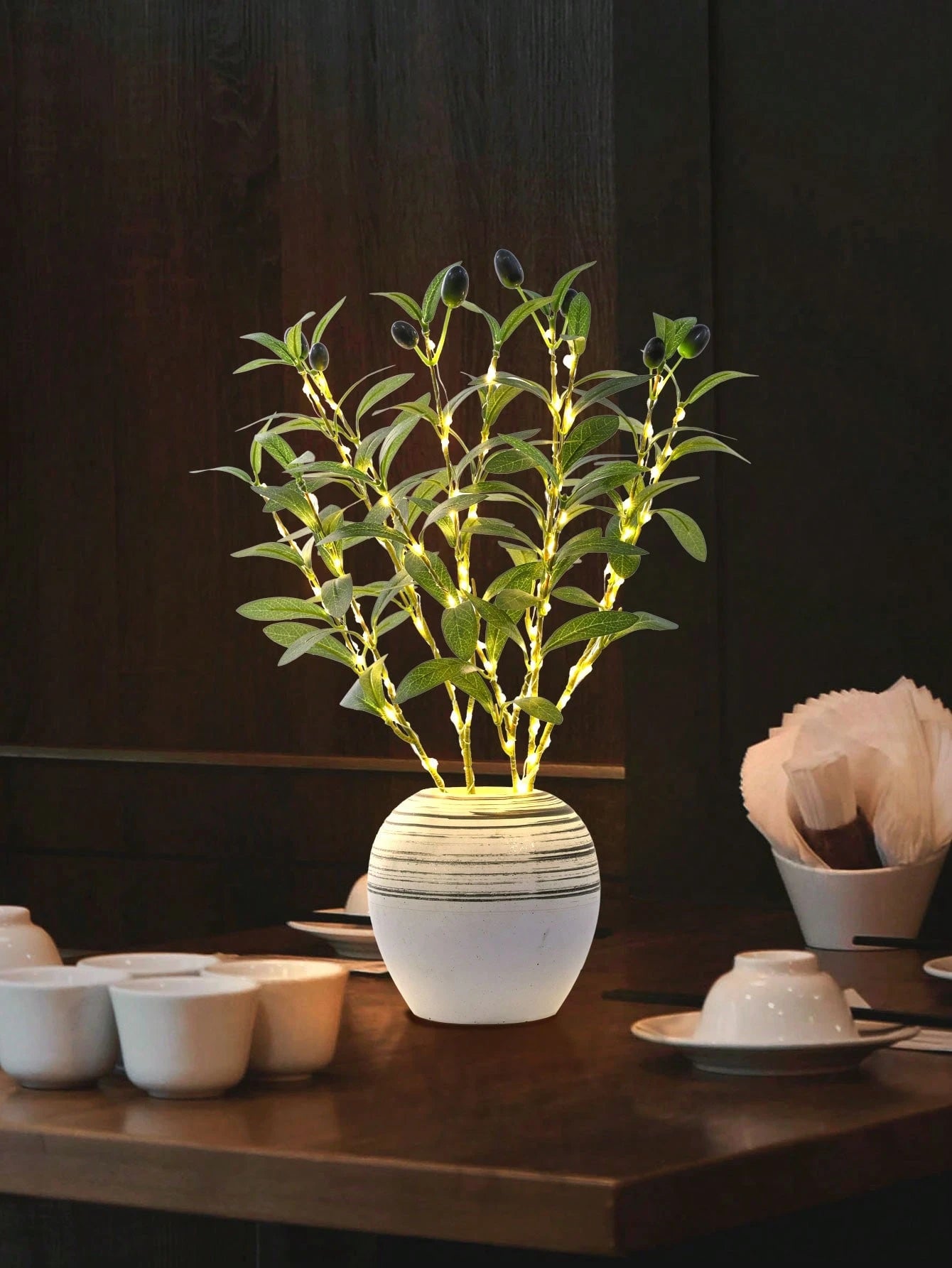 1Pc Simulation LED Lamp Olive Branch Home Interior Living Room Bedroom Porch Party Desktop Glow Warm Decoration Aesthetics, Valentine Day, Gift Gifts Birthday Graduation Home Decor Back to School Room Decor School Supplies,Fake Plants