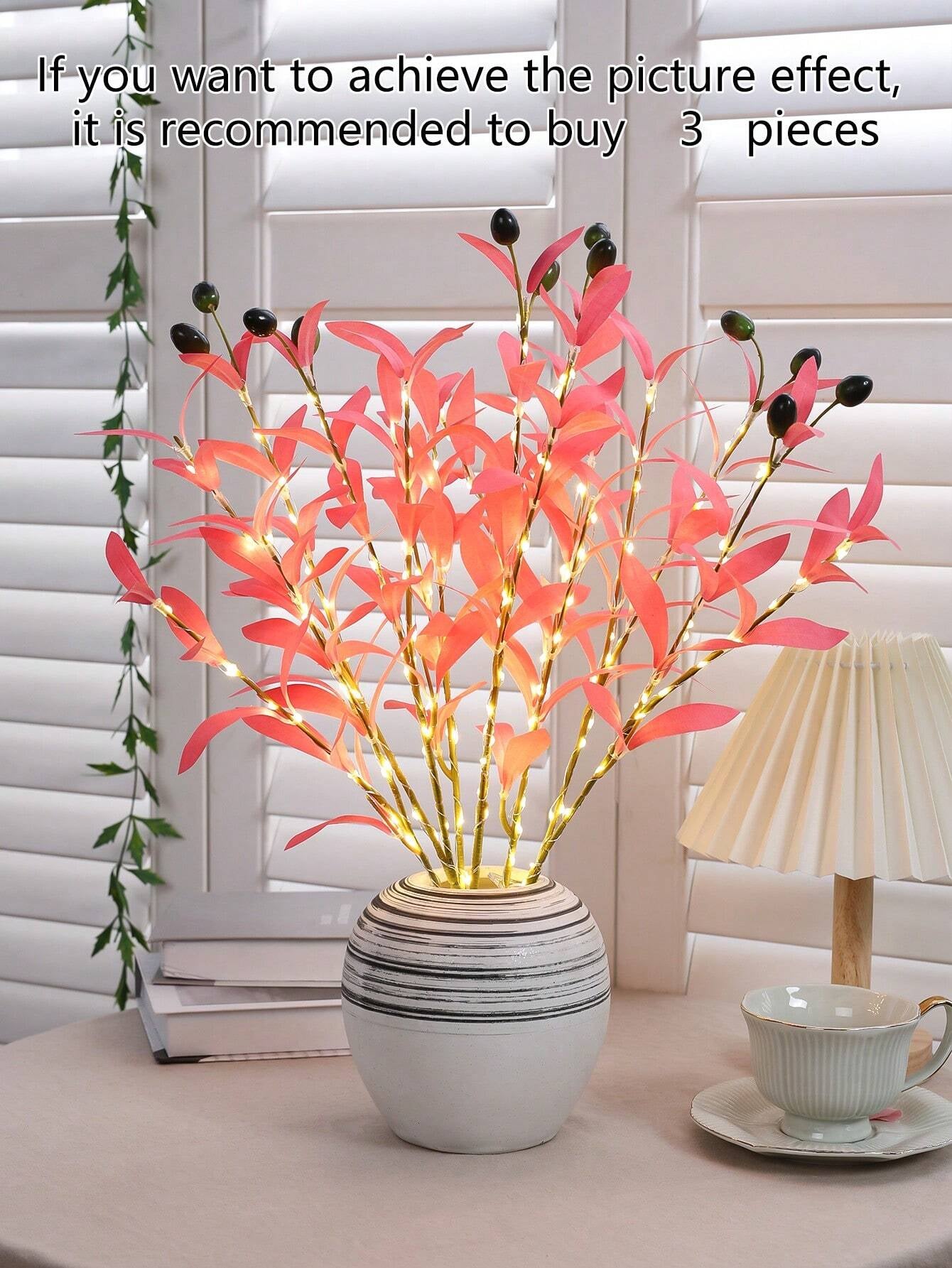 1Pc Simulation LED Lamp Olive Branch Home Interior Living Room Bedroom Porch Party Desktop Glow Warm Decoration Aesthetics, Valentine Day, Gift Gifts Birthday Graduation Home Decor Back to School Room Decor School Supplies,Fake Plants