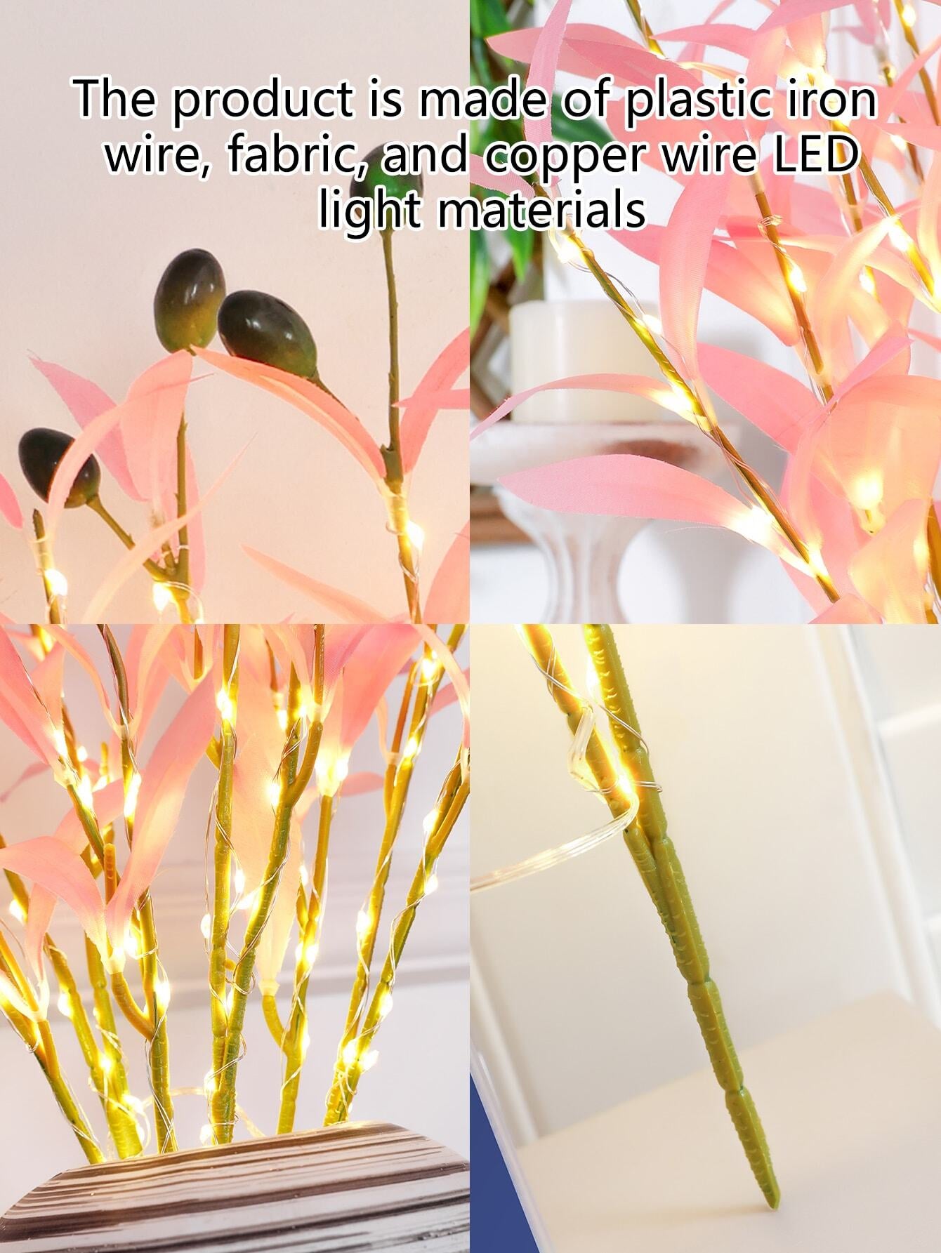 1Pc Simulation LED Lamp Olive Branch Home Interior Living Room Bedroom Porch Party Desktop Glow Warm Decoration Aesthetics, Valentine Day, Gift Gifts Birthday Graduation Home Decor Back to School Room Decor School Supplies,Fake Plants