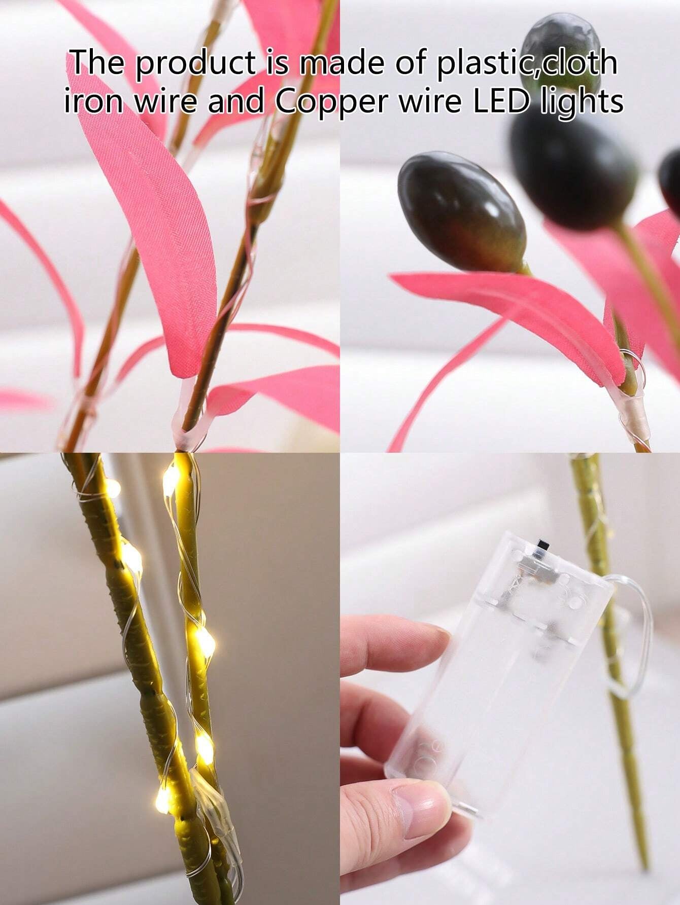 1Pc Simulation LED Lamp Olive Branch Home Interior Living Room Bedroom Porch Party Desktop Glow Warm Decoration Aesthetics, Valentine Day, Gift Gifts Birthday Graduation Home Decor Back to School Room Decor School Supplies,Fake Plants