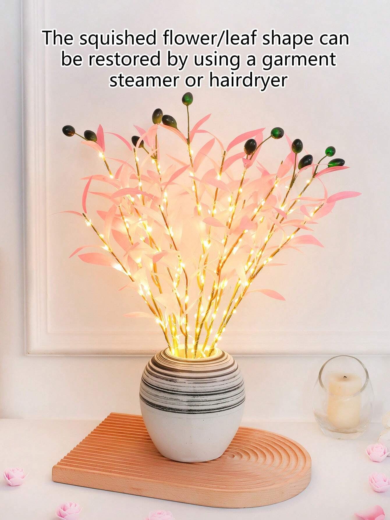 1Pc Simulation LED Lamp Olive Branch Home Interior Living Room Bedroom Porch Party Desktop Glow Warm Decoration Aesthetics, Valentine Day, Gift Gifts Birthday Graduation Home Decor Back to School Room Decor School Supplies,Fake Plants