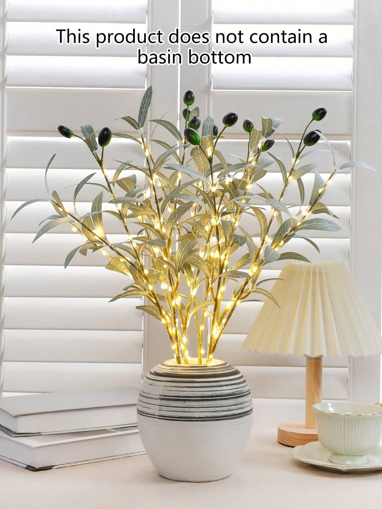 1Pc Simulation LED Lamp Olive Branch Home Interior Living Room Bedroom Porch Party Desktop Glow Warm Decoration Aesthetics, Valentine Day, Gift Gifts Birthday Graduation Home Decor Back to School Room Decor School Supplies,Fake Plants
