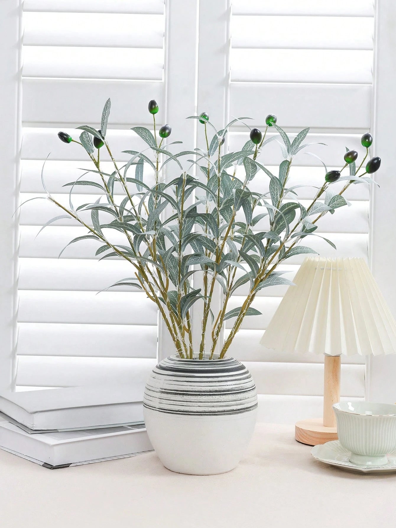 1Pc Simulation LED Lamp Olive Branch Home Interior Living Room Bedroom Porch Party Desktop Glow Warm Decoration Aesthetics, Valentine Day, Gift Gifts Birthday Graduation Home Decor Back to School Room Decor School Supplies,Fake Plants