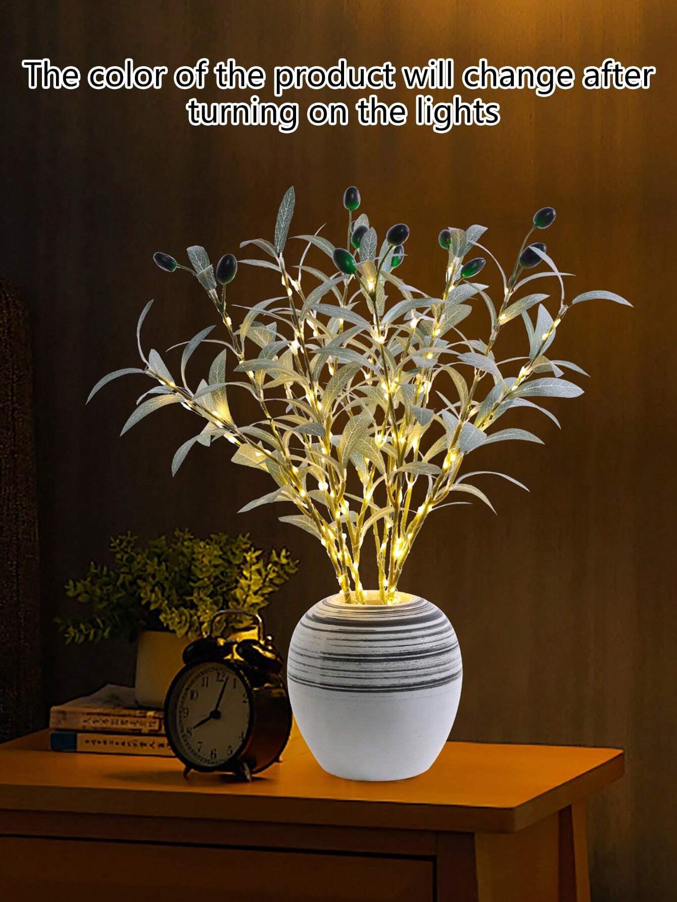 1Pc Simulation LED Lamp Olive Branch Home Interior Living Room Bedroom Porch Party Desktop Glow Warm Decoration Aesthetics, Valentine Day, Gift Gifts Birthday Graduation Home Decor Back to School Room Decor School Supplies,Fake Plants