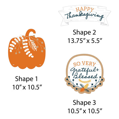 Happy Thanksgiving - Hanging Porch Fall Harvest Party Outdoor Decorations - Front Door Decor - 3 Piece Sign