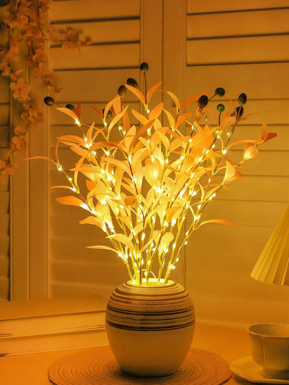1Pc Simulation LED Lamp Olive Branch Home Interior Living Room Bedroom Porch Party Desktop Glow Warm Decoration Aesthetics, Valentine Day, Gift Gifts Birthday Graduation Home Decor Back to School Room Decor School Supplies,Fake Plants