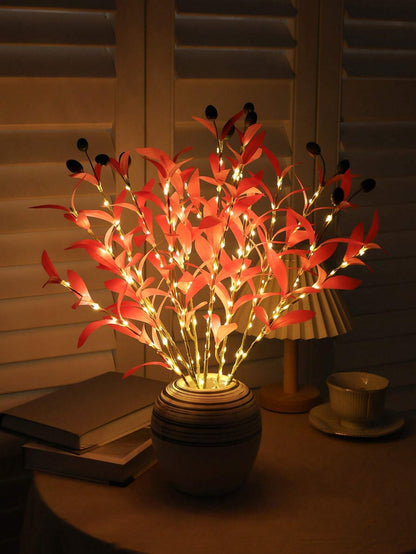 1Pc Simulation LED Lamp Olive Branch Home Interior Living Room Bedroom Porch Party Desktop Glow Warm Decoration Aesthetics, Valentine Day, Gift Gifts Birthday Graduation Home Decor Back to School Room Decor School Supplies,Fake Plants
