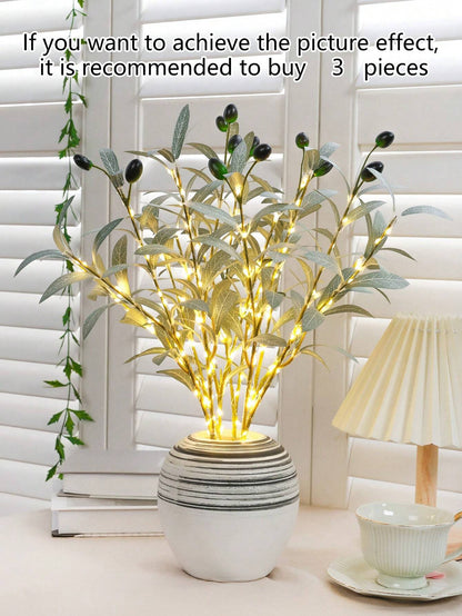 1Pc Simulation LED Lamp Olive Branch Home Interior Living Room Bedroom Porch Party Desktop Glow Warm Decoration Aesthetics, Valentine Day, Gift Gifts Birthday Graduation Home Decor Back to School Room Decor School Supplies,Fake Plants
