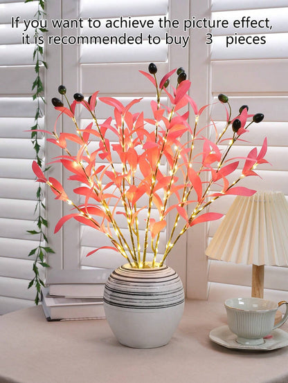1Pc Simulation LED Lamp Olive Branch Home Interior Living Room Bedroom Porch Party Desktop Glow Warm Decoration Aesthetics, Valentine Day, Gift Gifts Birthday Graduation Home Decor Back to School Room Decor School Supplies,Fake Plants