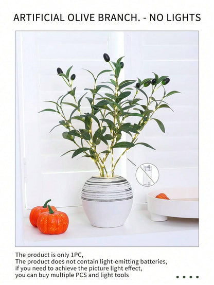 1Pc Simulation LED Lamp Olive Branch Home Interior Living Room Bedroom Porch Party Desktop Glow Warm Decoration Aesthetics, Valentine Day, Gift Gifts Birthday Graduation Home Decor Back to School Room Decor School Supplies,Fake Plants