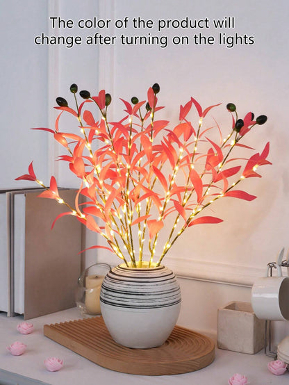 1Pc Simulation LED Lamp Olive Branch Home Interior Living Room Bedroom Porch Party Desktop Glow Warm Decoration Aesthetics, Valentine Day, Gift Gifts Birthday Graduation Home Decor Back to School Room Decor School Supplies,Fake Plants
