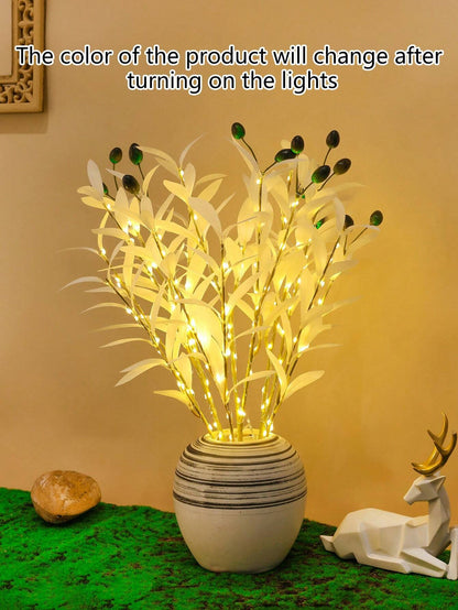 1Pc Simulation LED Lamp Olive Branch Home Interior Living Room Bedroom Porch Party Desktop Glow Warm Decoration Aesthetics, Valentine Day, Gift Gifts Birthday Graduation Home Decor Back to School Room Decor School Supplies,Fake Plants