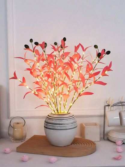 1Pc Simulation LED Lamp Olive Branch Home Interior Living Room Bedroom Porch Party Desktop Glow Warm Decoration Aesthetics, Valentine Day, Gift Gifts Birthday Graduation Home Decor Back to School Room Decor School Supplies,Fake Plants